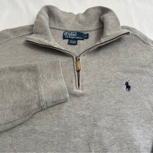 Polo Ralph Lauren Quarter-Zip Cotton Pullover Sweater Heather Grey Men’s Large
